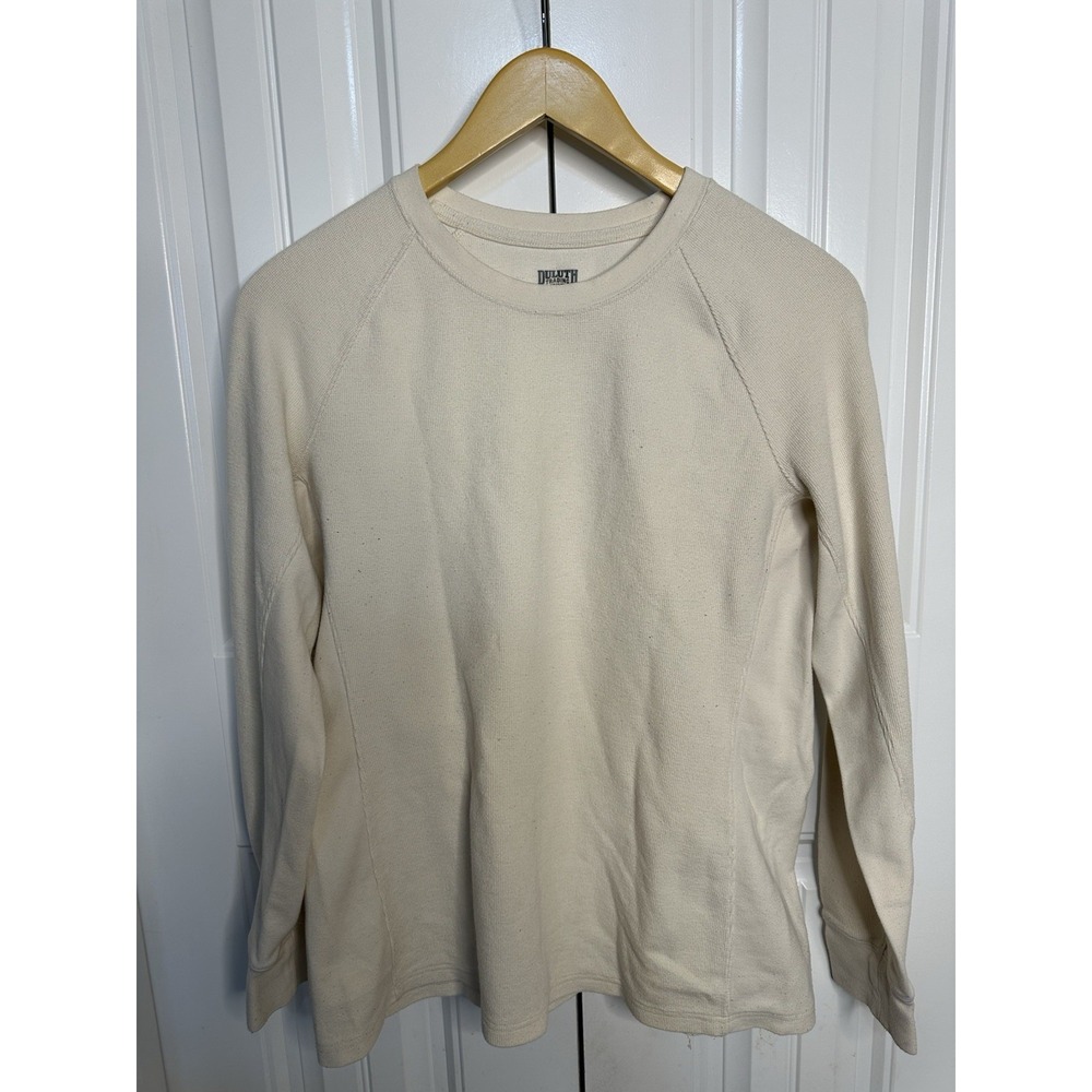 Women's Thermal Shirt Medium White Cotton Blend Long Sleeves Base Layer Winter